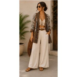 Carole Little Petites Mixed Animal Floral Print Blazer Jacket Tan Black 10P
